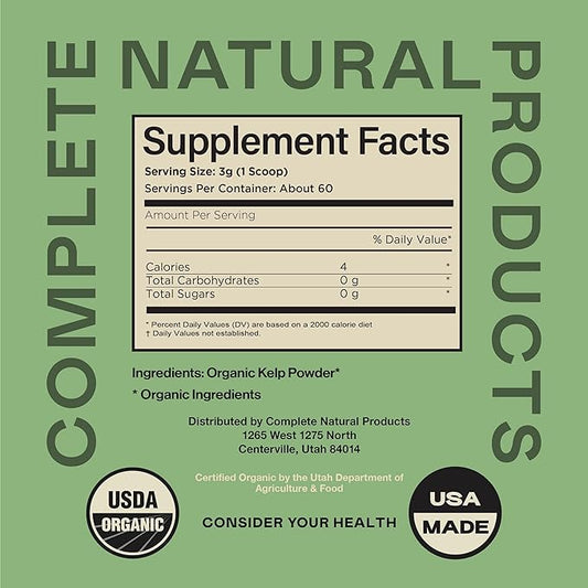 Organic Kelp Powder Supplement - Bulk Raw, Dry, Pure Sea Kelp Seaweed Powder 8oz 75 Serving Thyroid, Iodine, & Digestion