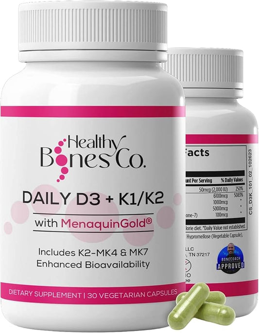 Premium D3/K2 - Full Spectrum Vitamin K2 MK7 + MK4 + D3 2000iu + K1, Daily D3 + K1/K2 Supplement, Highly Bioavailable VIT D Supplements and Vitamins for Strong Bones & Immune Support - 30 Capsules