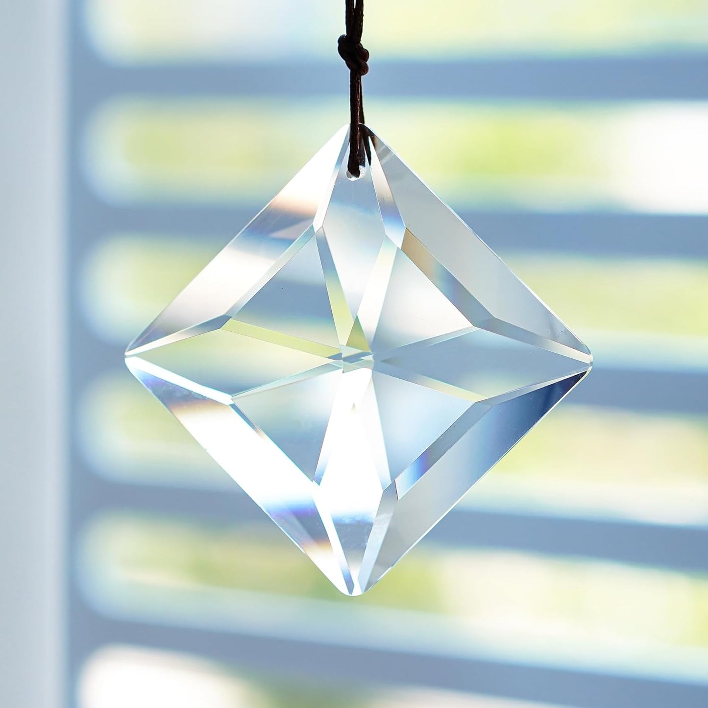 HDCRYSTALGIFTS 2PCS 50mm Clear Crystal Sun Catcher Prisms, Hanging Suncatchers with Glass Prism, Rainbow Maker for Windows, Balcony, Kitchen, Garden Decoration