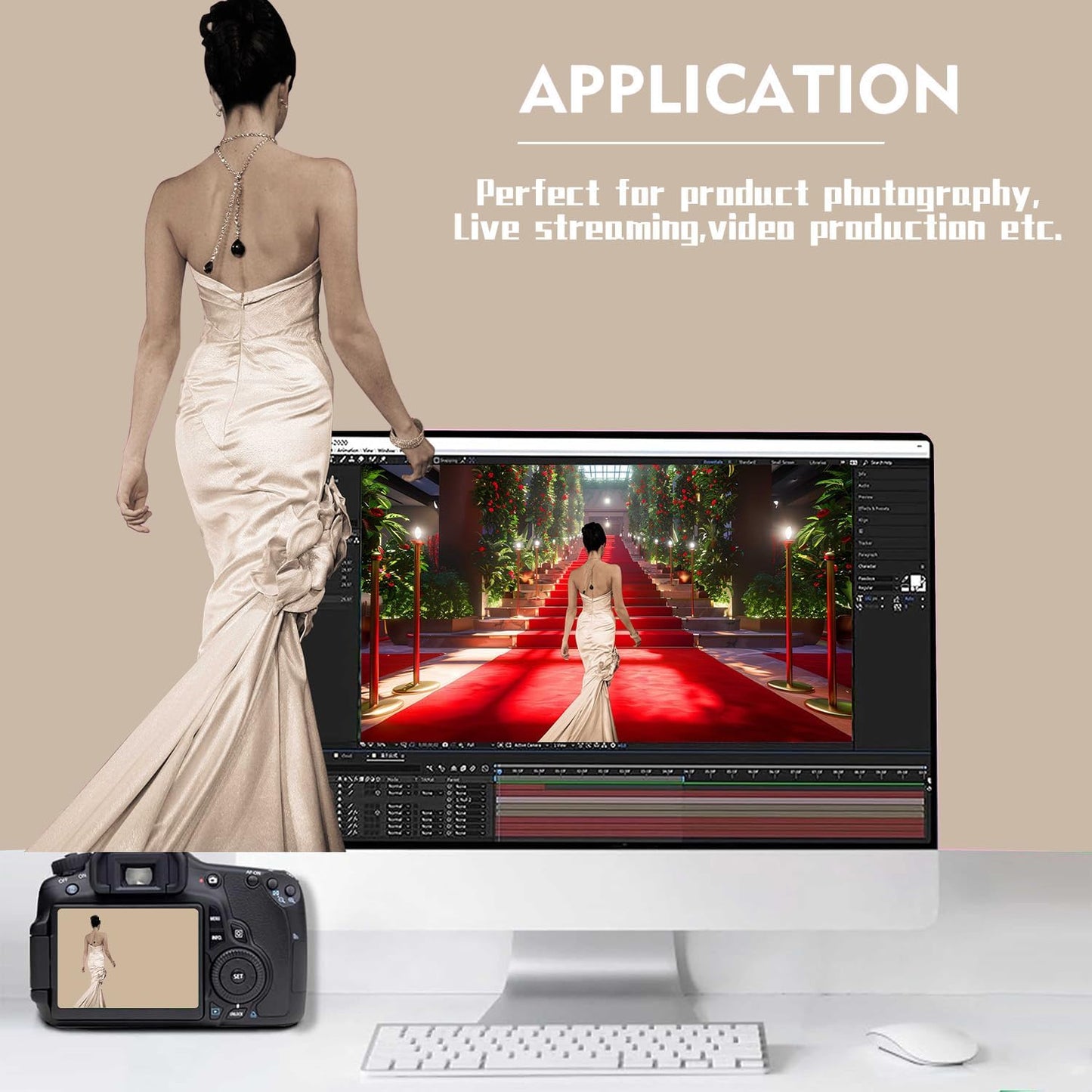 Beige Photo Backdrop, Photo Booth Portrait Photography Backdrops, Studio Beige Backdrop for Photoshoot Streaming Video Shooting 6x9ft