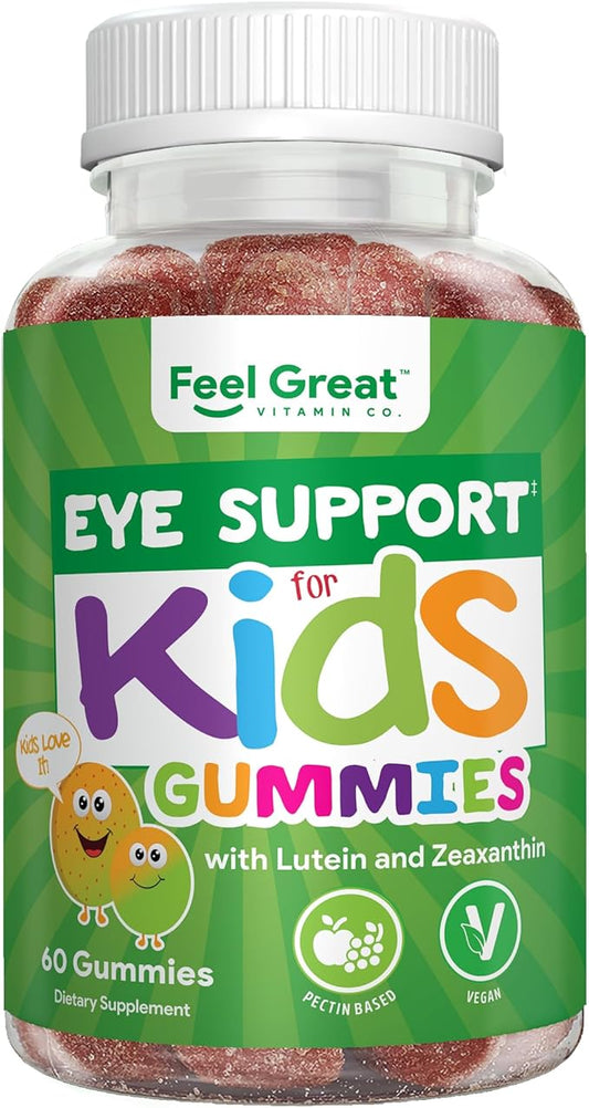 Feel Great Kids Gummy Vitamins for Eyes | Essential Eye Vitamins Lutein and Zeaxanthin | Mango Flavored Vegan Eye Vitamins for Kids | Gluten Free | 60 Day Supply