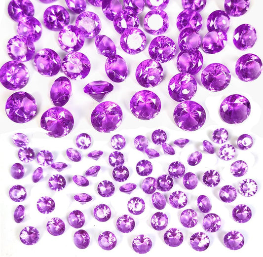 HappyFiller Fall Thanksgiving Decoration 720 Pcs Purple Acrylic Diamonds Gems,Wedding Diamond Confetti Party Favor,Table Scatters,Treasure Gemstones,Floral Home Centerpieces,Mix 0.8" and 0.4"