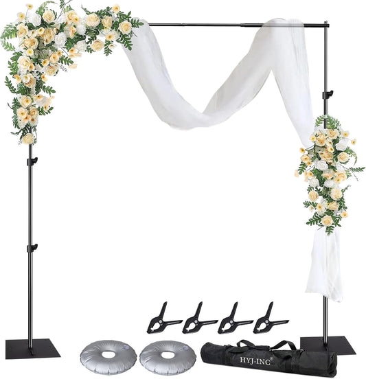Pipe and Drape Photography Backdrop Stand Kit Adjustable Photo Background Stand 10ft x 8.5ft with Metal Base for Parties Weddings Birthday Party Events Photo Booth with 4 Clamps,Carrying Bag.