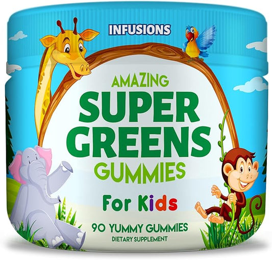 Infusions Super Green Gummies for Kids 180 Count Soft and Delicious - 2 Pack