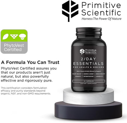 Whole Food Daily Essential Multivitamins for Adults and Seniors - 2X a Day - Vitamin A, C, D, E, B12 and Minerals - Natural and Holistic Support (60 Capsules)