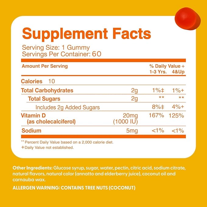 Vitamin D3 1000IU Gummy Vitamins for Kids (60 Day Supply) by Feel Great Vitamin Co | 60 Gummies | Delicious Plant Based Gummies | Supports Healthy Bones, Teeth, Mood, Immune System*