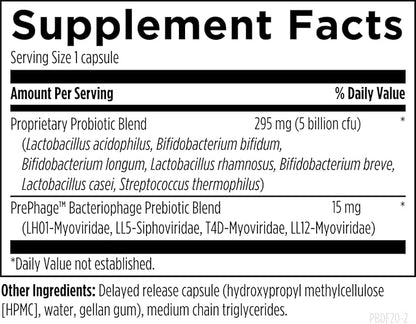 Designs for Health Probiophage DF - Bacteriophage Prebiotic + Probiotic Supplement - Probiotics for Digestion + Immune Support - Dairy Free Pre and Pro Biotics in Delayed Release Capsules (60 Count)