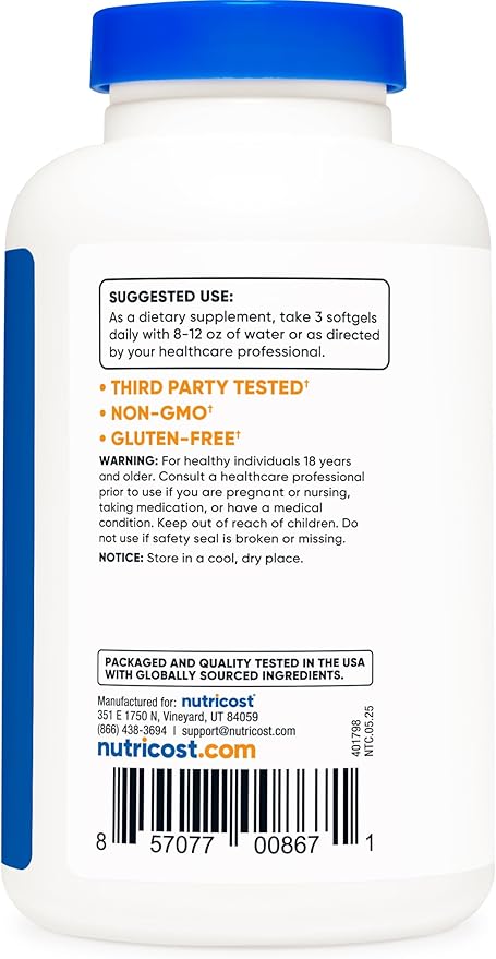 Nutricost MCT Oil Softgels 1000mg, 150 SFG (3,000mg Serv) - Great for Keto, Ketosis, and Ketogenic Diets