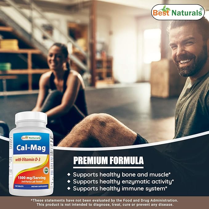 Best Naturals Calcium Magnesium with Vitamin D3 1500mg Serving 180 Tablets (180 Count (Pack of 2))