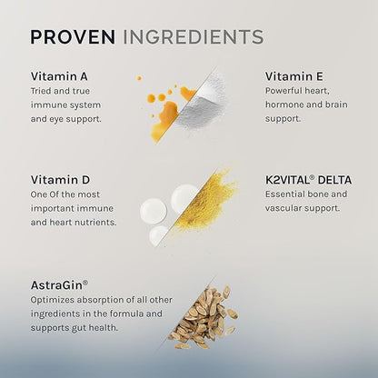 InfiniWell Defend Bone & Immune Support Supplement - Vitamin A, D3 & K2 Supplement - Bioavailable Ingredients in Active Nutrient Forms - Aid Bone Strength, Heart Health & More (60 Capsules)