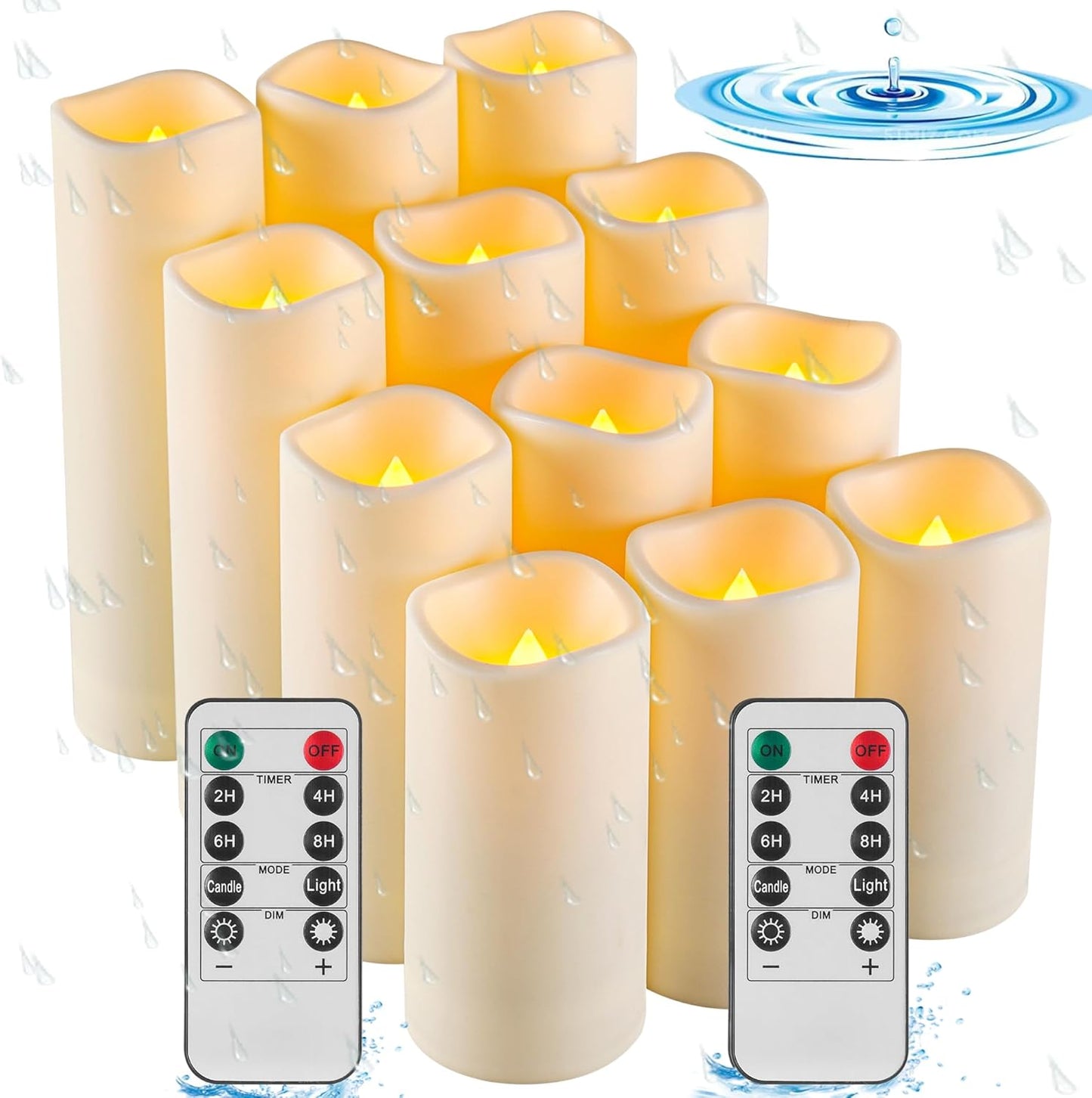 Da by Waterproof Outdoor Flameless LED Battery Candles, 12 High-Temperature Resistant Simulated Candles