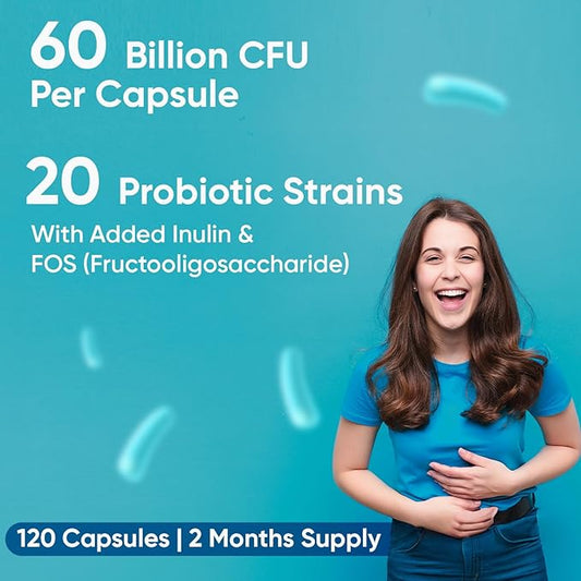 WeightWorld Bio Cultures Complex - Probiotic for Women & Men - Third-Party Lab Tested - 120 Vegan Capsules (2 Months Supply) - 60 Billion CFU with 20 Probiotic Strains - Vegan, Non-GMO & Gluten-Free