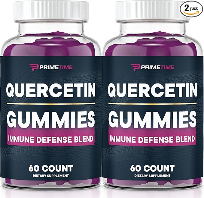 Quercetin + Zinc + Vitamin C 1000mg Gummies Supplements with Elderberry, Flavonoid Vitamin for Kids Adults Immunity, Immune Support Gummy Booster Vegan (2 Pack) 60 Count (Pack of 2)