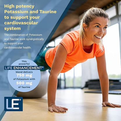 Life Enhancement Cardio Potassium Supplement Supports Muscle, Nerve & Cardiovascular Health – 750 mg Potassium Bicarbonate Promotes with No Additives and is Made in USA (120 Capsules – 60 Servings)