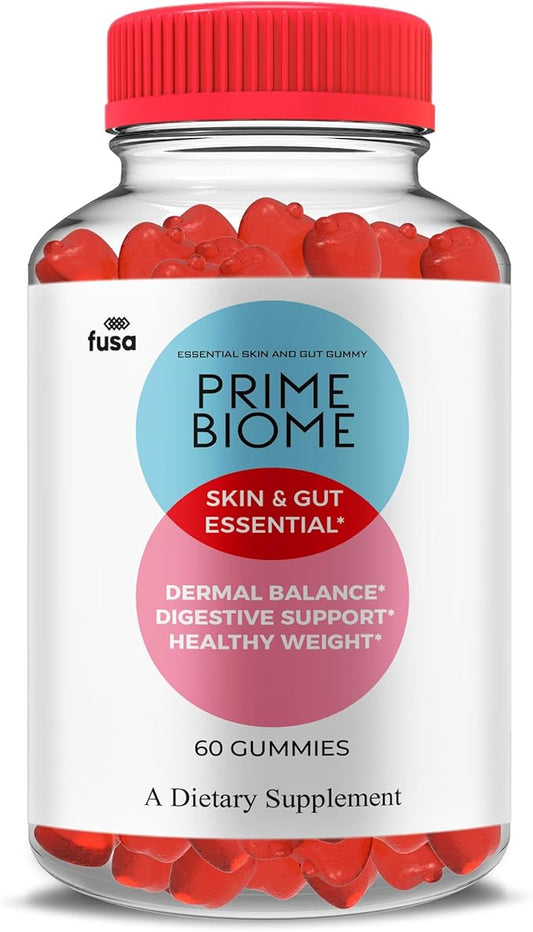 Prime Biome Gummies PrimeBiome Skin & Gut Support Gummy, PrimeBiome Overall Health & Wellness Vitamin B12 B6 Folic Acid Supplement, Prime Biomes Advanced Supplement Support Gummy (60 Gummies)