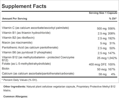 ANDREW LESSMAN Vitamin C 500 Plus B-Complex 180 Capsules - Non-Acidic Vitamin C Plus Citrus Bioflavonoids for Immune System and Anti-Oxidant Support. Easy-to-Swallow Capsules. No Additives