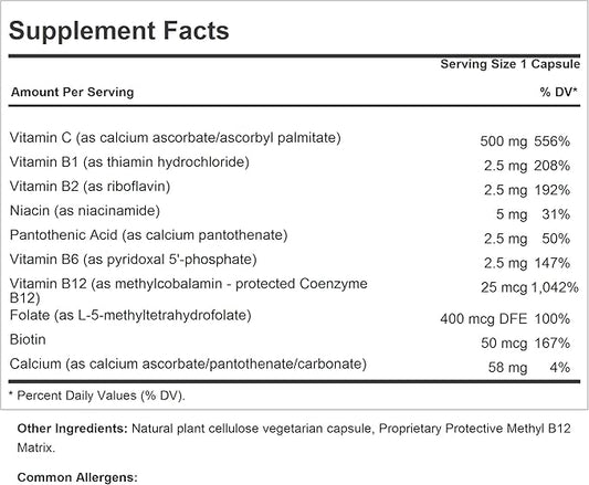 ANDREW LESSMAN Vitamin C 500 Plus B-Complex 180 Capsules - Non-Acidic Vitamin C Plus Citrus Bioflavonoids for Immune System and Anti-Oxidant Support. Easy-to-Swallow Capsules. No Additives