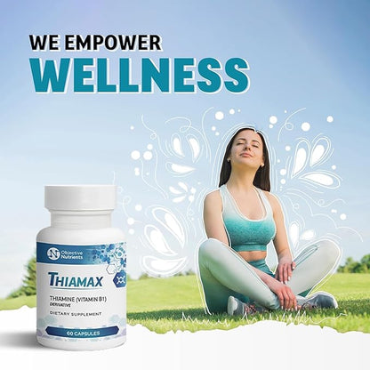 Thiamax Vitamin B1 (Thiamine TTFD), The Original, No Toxic Fillers, Supports Energy Metabolism, High Dose, Third Party Tested, All Active Ingredients 100mg, 60 Count