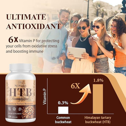 Himalayan Tartary Buckwheat Supplement with Quercetin, Vitamin C, D, Zinc, Curcumin for Immune Support & Antioxidant & Gut Health - 120 Vegan Capsules
