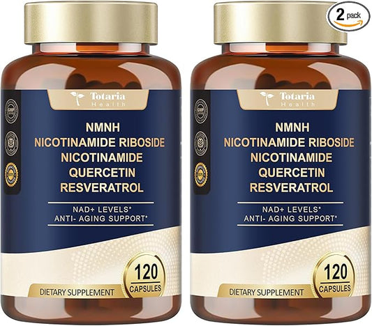 NMNH (Dihydronicotinamide Mononucleotide), NMNH Supplement w/Niacinamide (Vitamin B3), Quercetin, Trans-Resveratrol, Support NAD+, Anti-Aging, Skin Cell Health & Energy, 240 Count