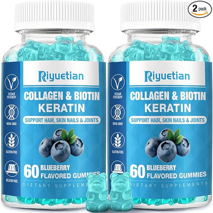 Biotin Gummies 15000mcg with Collagen for Adults Women & Men - Hair, Skin & Nails Gummies with Biotin - Collagen for Woman - Vegan, Non-GMO, Hair Vitamins - 120 Count, 2 Pack