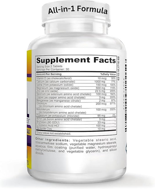 Super-MAX Multimineral Supplement (Iron Free) Multiminerals | High-Potency Multi Mineral Supplements (All-in-1) Minerals Formula | Mineral Complex | 1-Month Supply | 60 Tablets