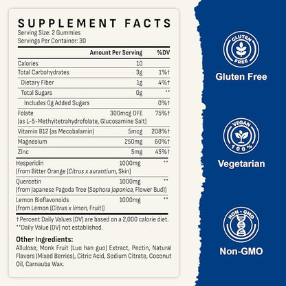 Flavonoid Supplement Gummies 3000mg – Bioflavonoid Complex with Hesperidin, Quercetin, Lemon Bioflavonoids & Vitamin C – 120 Gummies
