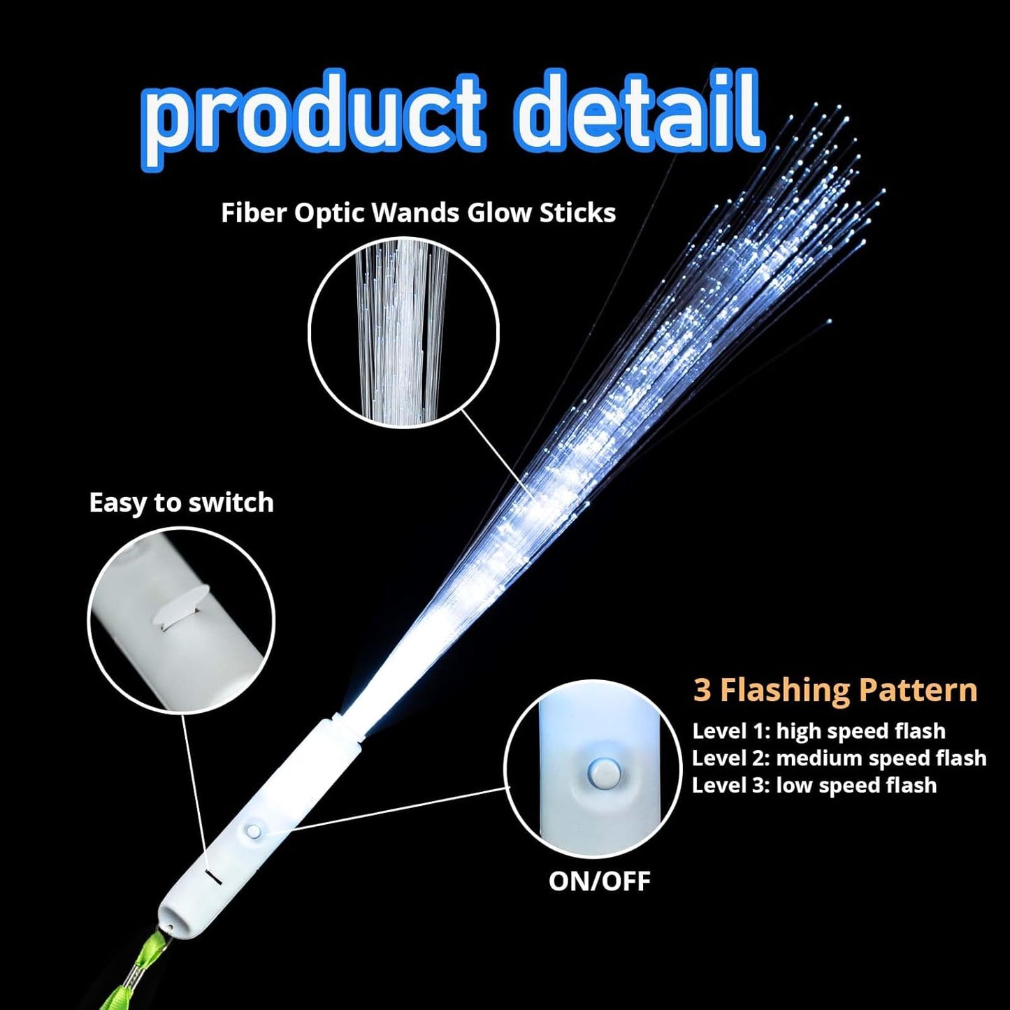 25 Pcs White Fiber Optic Wands,3 Models Wedding Sparklers,Glow Sticks Light up Sticks Led Light Wands Fit Wedding Bridal Shower Birthday Valentine's Day