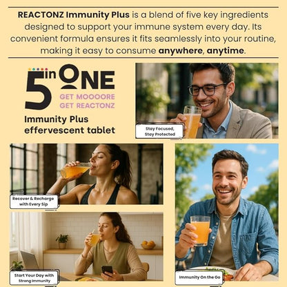 5 in 1 Immune Booster – Vitamin C, Zinc, Manuka Honey, Rosehip & Propolis – Natural Orange Fizzy Drink Supplement for Daily Immune Support (60 Effervescent Tablets)