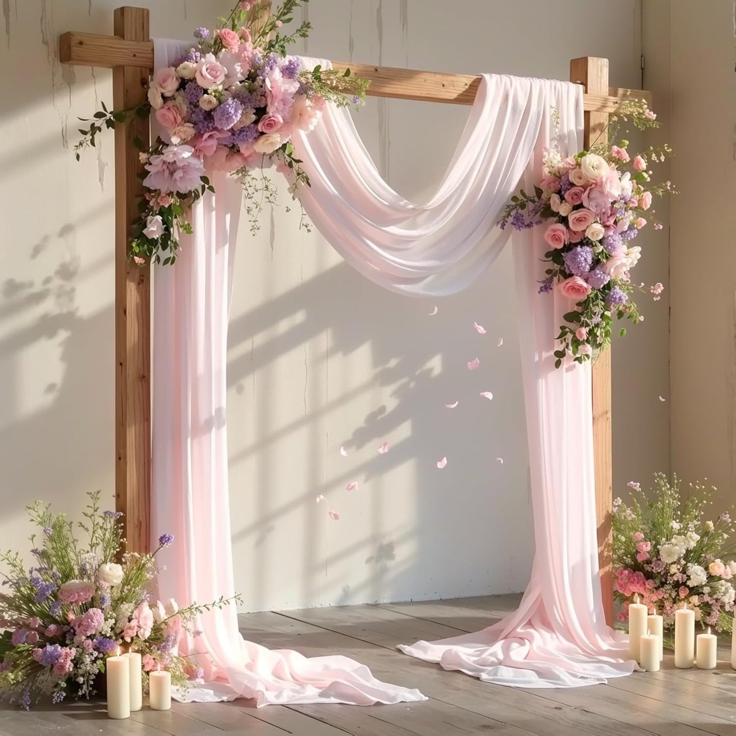 Wedding Arch Draping Fabric, 1 Panel 28" x 19Ft Blush Arch Drapes Sheer Backdrop Curtain for Wedding Ceremony Party Ceiling Decor