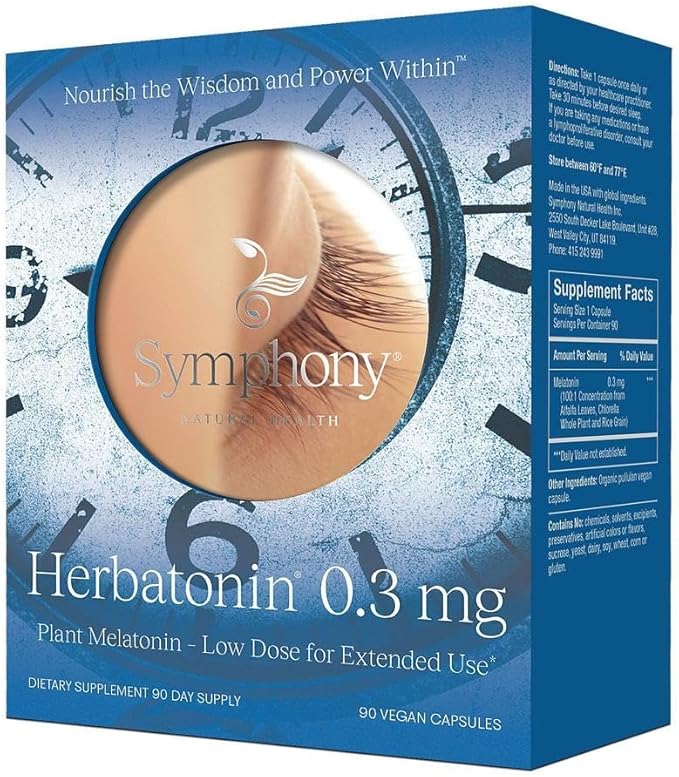 Herbatonin 0.3mg – The First Phyto-Melatonin (Natural Plant Melatonin) – 90 Vegan Capsules (90 Day Supply) Low Dose, Natural Sleep Aid and Circadian Rhythm Support (Pack of 1)