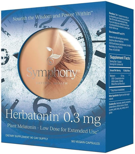 Herbatonin 0.3mg – The First Phyto-Melatonin (Natural Plant Melatonin) – 90 Vegan Capsules (90 Day Supply) Low Dose, Natural Sleep Aid and Circadian Rhythm Support (Pack of 1)