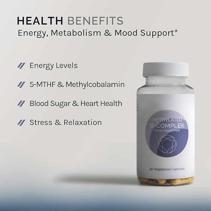 InfiniWell Methylated B Complex - Methylated Multivitamin with B Vitamins - High-Potency, Active Forms for Nervous System, Immune & Adrenal Health - Promotes Healthy Methylation (90 Capsules)