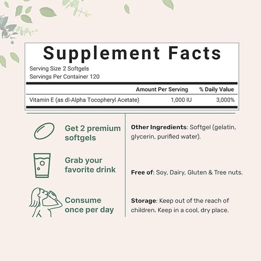 Micro Ingredients Vitamin E, 240 Softgels | Pure Vitamin E Oil Pills | Antioxidant Supplements for Skin, Face, Heart, & Immune Health | Non-GMO, Gluten Free