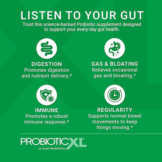 OmegaXL ProbioticXL - Probiotic & Prebiotic, Shelf Stable - Blend 11 Strains - Promote Healthy Gut Flora Growth, 12.5 Billion CFU - Non-GMO, Gluten-Free - 30 Veggie Caps
