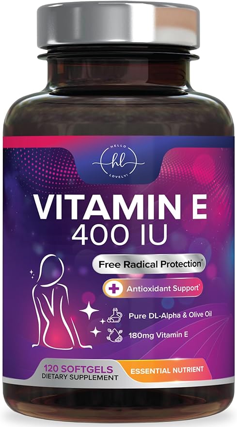 Vitamin E for Women and Men - 180 mg (400 IU) dl-Alpha - Powerful Antioxidant Dietary Supplement - Hair, Skin, & Immune Health Support - Easily Absorbed Form, Non-GMO & Gluten Free - 120 Softgels