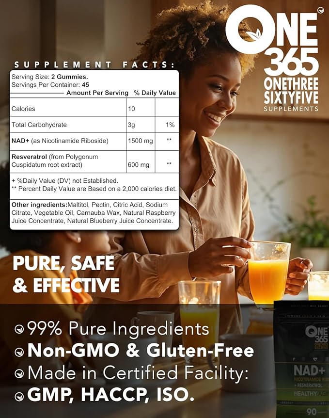 NAD Supplement Nicotinamide Riboside Resveratrol Gummies NAD Plus Booster Supplements for Women and Men Nicotinamide 1500mg Anti Aging Energy Hair Skin Antioxidants Gummy Vitamins
