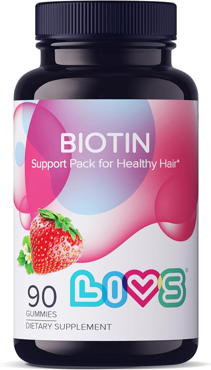 Biotin Gummies for Hair, Skin, and Nail Growth - 10,000mcg Biotin Supplement for Womens & Mens | Natural & Gluten Free Vitamins | Strawberry Flavor Gummy for Health and Beauty Care - 90 Count