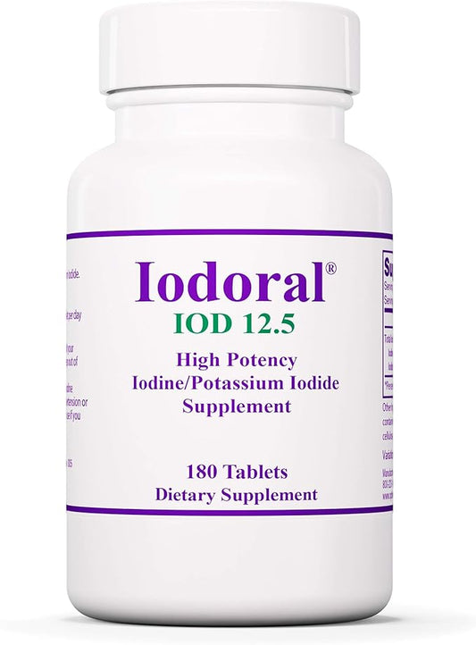 Optimox Iodoral 12.5 mg – Iodine Supplements for Thyroid Support, Potassium Iodide Tablets, Lugol Solution, Daily Vitamins and Minerals, High Potency Iodine Tablets – 180 Tablets 1-Pack