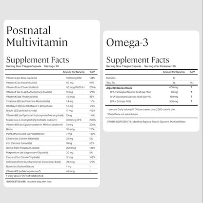 ANYA Postnatal Vitamin Bundle – Postpartum Multivitamin with Vitamins C, D, B12, Zinc & Omega-3 with DHA and EPA Supplement for Breastfeeding, Lactation, and Hair Loss – Vegan, Non-GMO, Gluten-Free