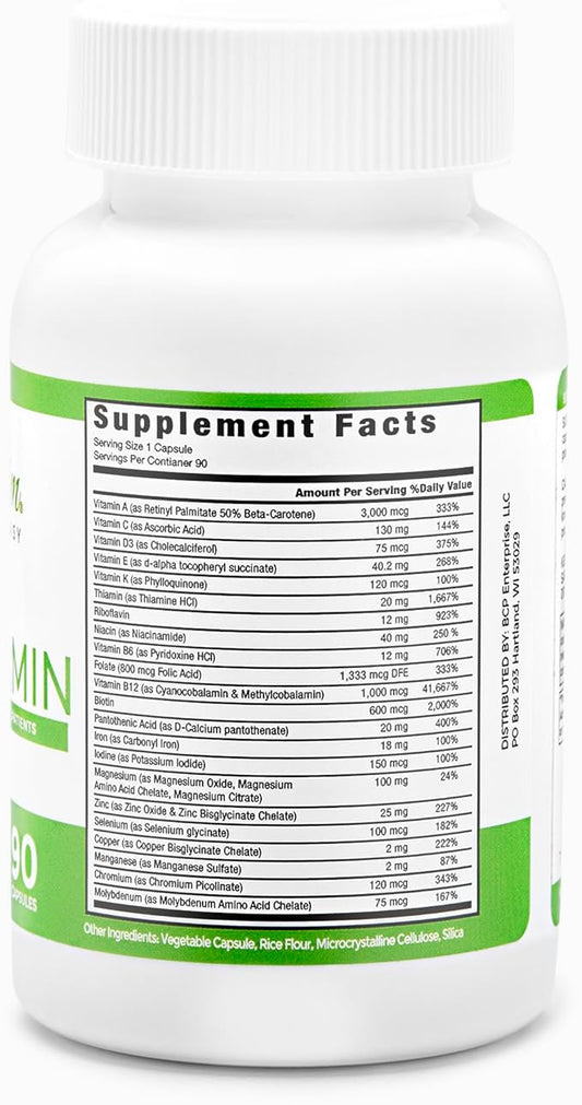 BariSlim Once Daily Bariatric Multivitamin Capsule - 18mg of Iron - Bariatric Vitamin & Supplement for Post Surgery Including Gastric Bypass & Gastric Sleeve | 90 Day Supply