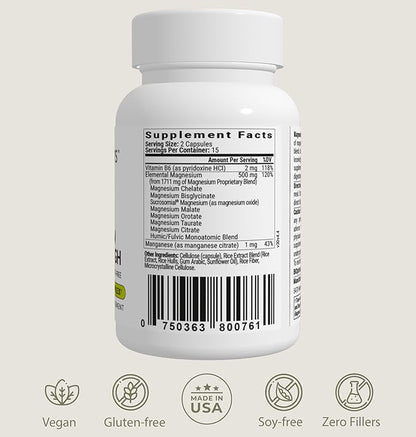 BIOptimizers Magnesium Breakthrough Supplement 4.0-7 Forms of Mg: Glycinate, Malate, Citrate, and More - Natural Support for Sleep and Cognitive Function - 30 Capsules- Calming Vitamins Complex