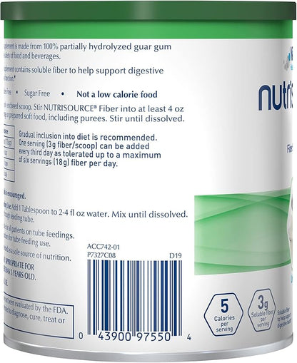 Nestle Nutrisource Fiber Fiber Supplement Unflavored 7.2 oz. Canister 4 Ct