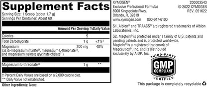 XYMOGEN OptiMag Neuro - Chelated Magnesium Powder - With Magnesium Glycinate & L-Threonate - Support Brain Health & Relaxation - Unflavored (60 Servings)