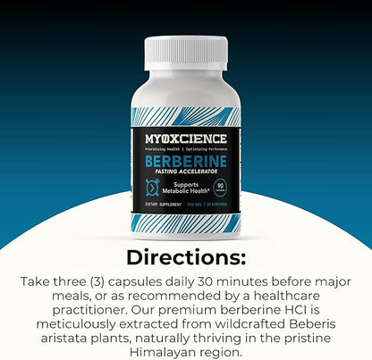 MYOXCIENCE Berberine Fasting Accelerator | Himaberb Berberine HCL with ALA (Alpha Lipoic Acid) and Biotin (90 Capsules)