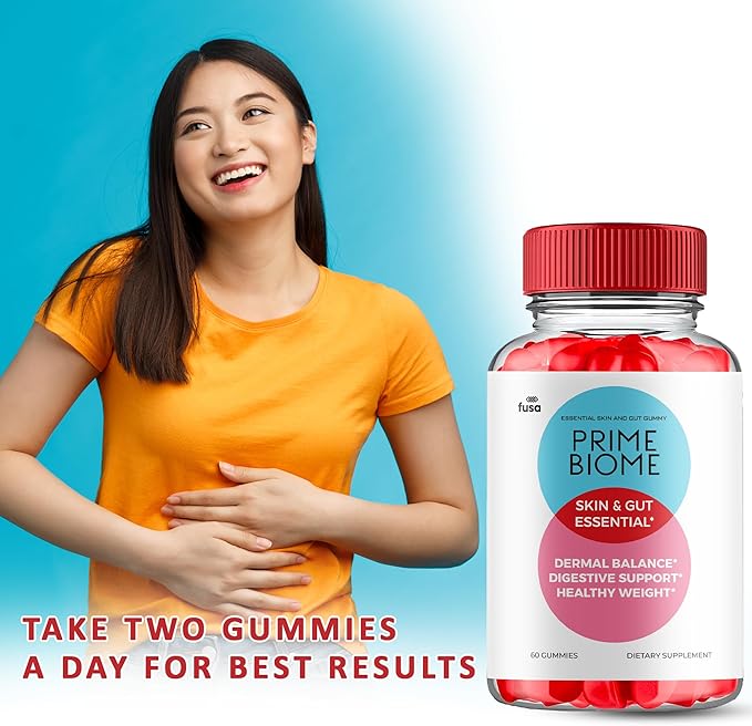 Prime Biome Gummies PrimeBiome Skin & Gut Support Gummy, PrimeBiome Overall Health & Wellness Vitamin B12 B6 Folic Acid Supplement, Prime Biomes Advanced Supplement Support Gummy (60 Gummies)