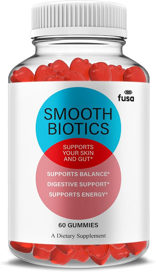 SmoothBiotics Skin & Gut Support Gummy Formula, SmoothBiotics Overall Health & Wellness Vitamin B12 B6 Folic Acid Support Supplement, SmoothBiotics Advanced Supplement Formula (60 Gummies)