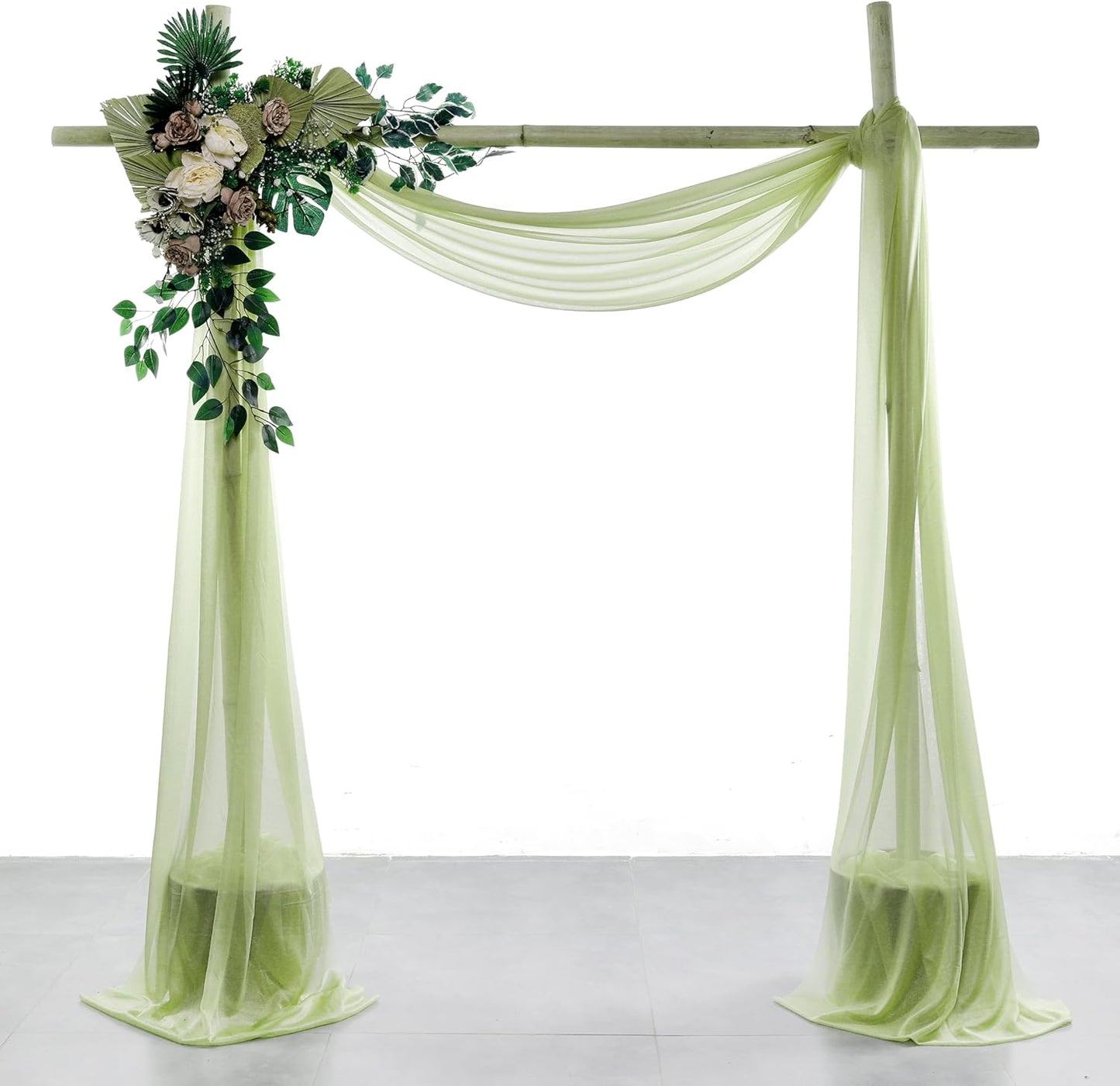 VDS Pack of 1 Panel (30 Inch X 20 Feet) Wedding Arch Draping Fabric Sheer Chiffon Fabric Drapery for Wedding Ceremony Reception Swag Backdrop Canopy Chuppah ARBO Altars Decoration (Sage Green)