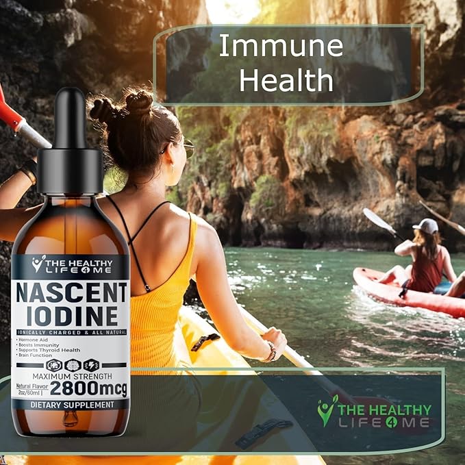 Nascent Iodine Supplement | 2800mcg | Potassium Iodide | Iodine Drops | Vegan | Clear Color | Large 2oz