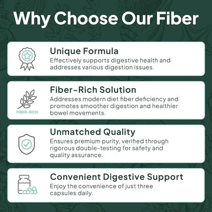 Better Fiber - Daily Fiber Supplement - Soften Stool for Effortless Bowel Movements - with Psyllium Hulk and Slippery Elm - 90 Capsules